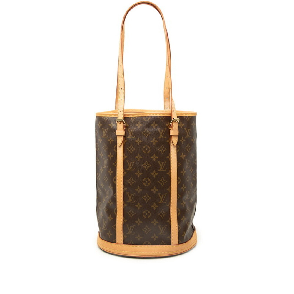 Louis Vuitton Monogram Bucket GM Tote Bag Shoulder M42236 Brown Leather Women...